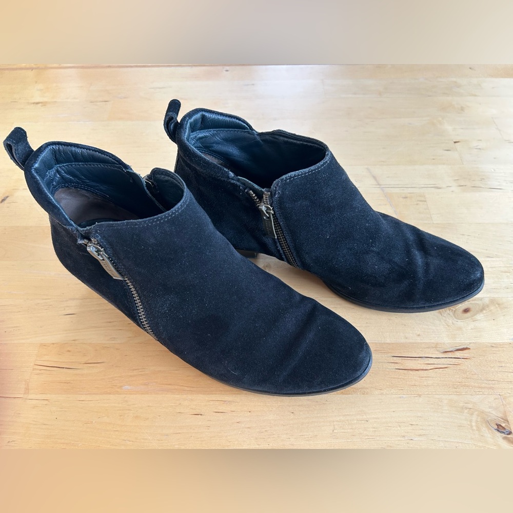 Paul Green Munchen Black Suede Leather Double Zip Women Ankle Boots Sz 8.5